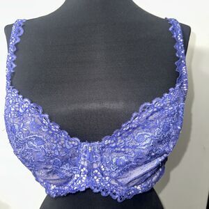 Victoria's Secret Lace Underwire Unlined Demi Bra Size 38D Purple